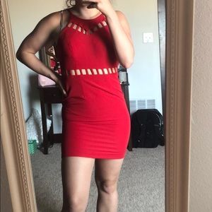 Raspberry maroon business dress